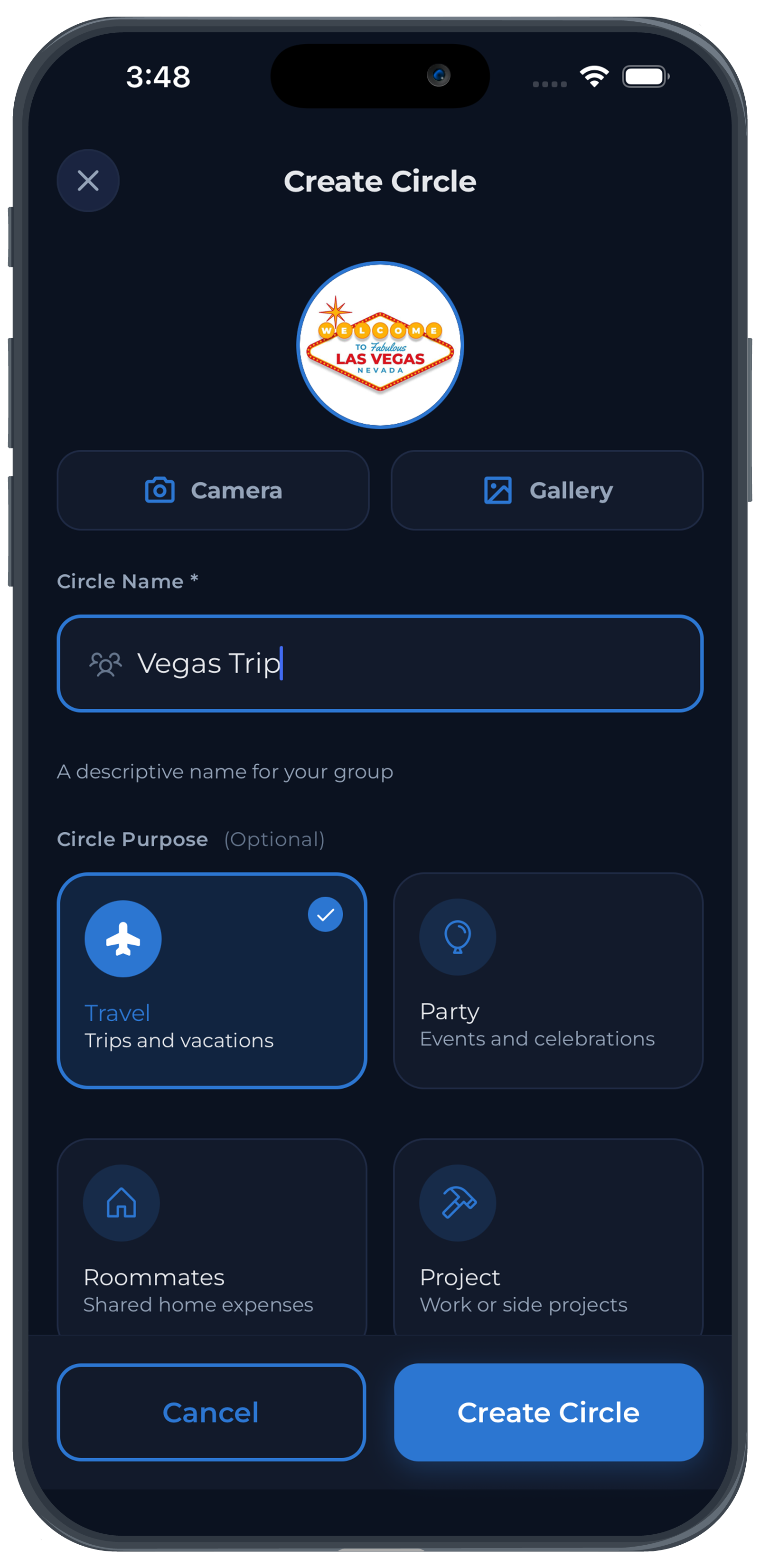 Create a circle: add your group in Split Circle