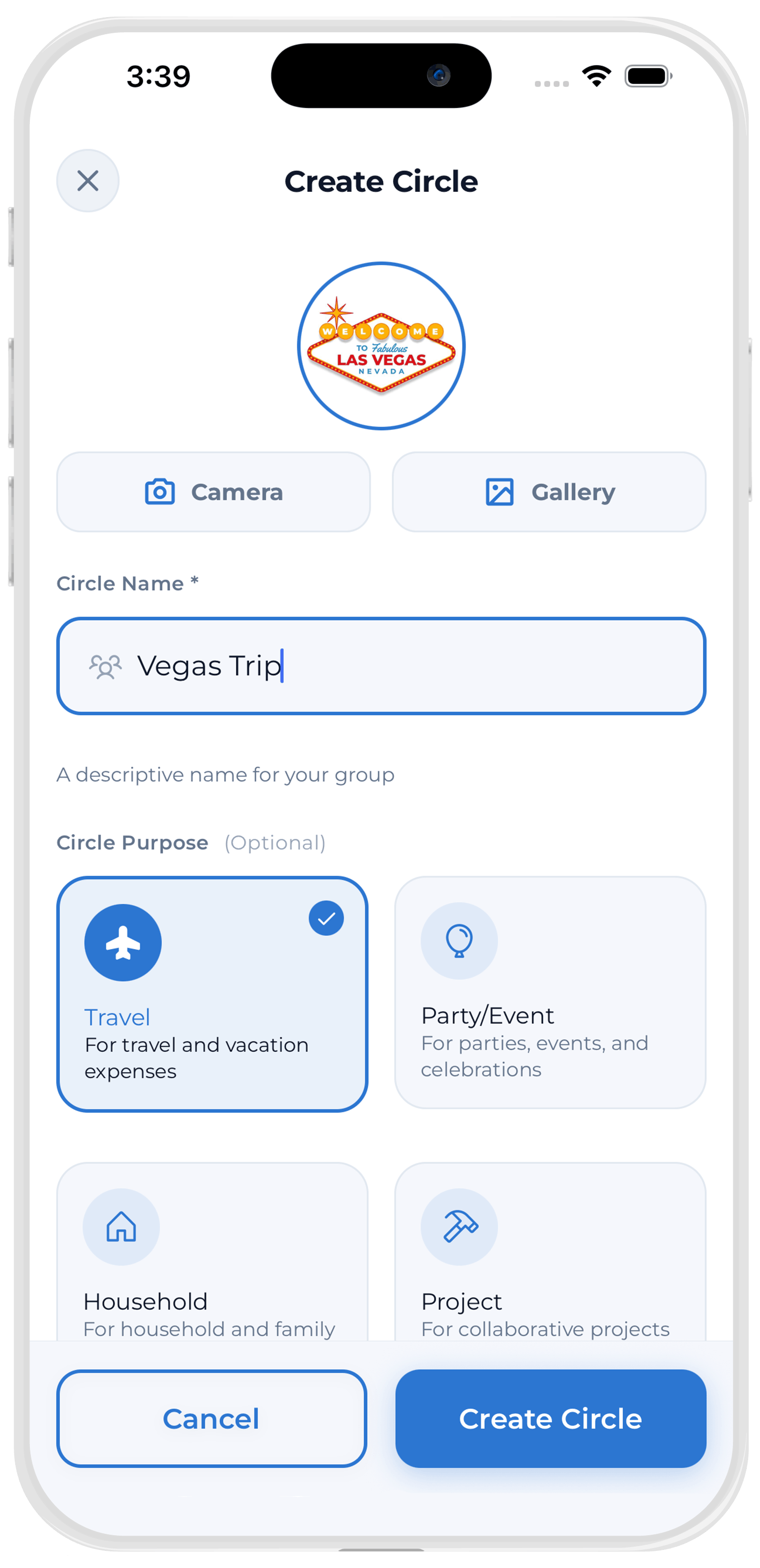Create a circle: add your group in Split Circle