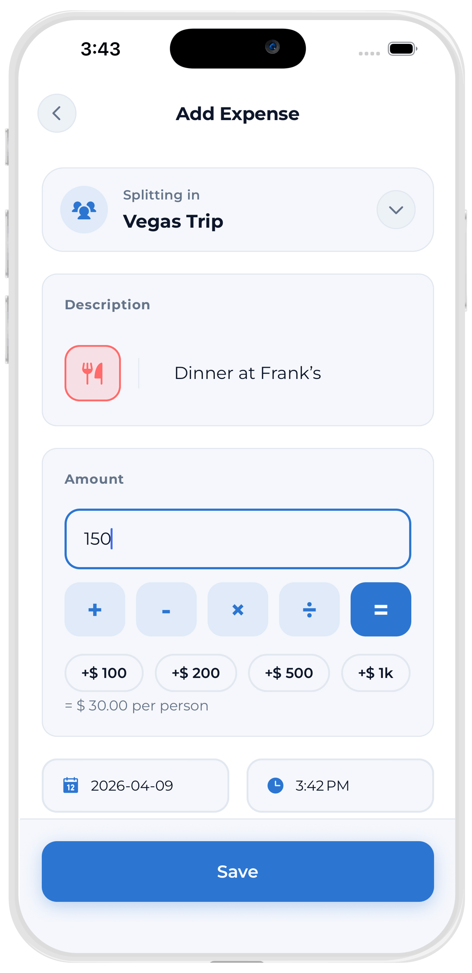 Add expense screen working with no internet connection